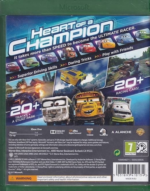 Disney Pixar Cars 3 Driven to Win - XBOX One (B Grade) (Genbrug)